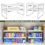 Pantry Organization and Storage for Kitchen - Expandable Kitchen Wrap Box Organizer Rack, Foil Organizer for Cabinet & Counter, Height & Width Adjustable Cupboard Storage Rack - (3 Tier 9.8 to 15.6"L)