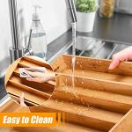 Expandable Bamboo Silverware Organizer for Kitchen Drawers