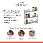 Spectrum Diversified 3-Tier Spice Rack Shelf Organizer for Kitchen Countertop, Pantry, Bathroom, or Closet with Optional Wall Mount, Black