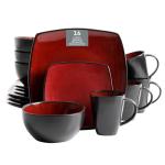 Gibson Soho Lounge Square Dinnerware Set, Red