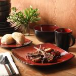 Gibson Soho Lounge Square Dinnerware Set, Red