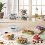FineDine 24 Piece Premium Borosilicate Glass Meal Prep Containers Glass - Airtight Food Storage Containers with Lids, Hinged Locking Lid, BPA Free, For Meal Prep/Freezer/Oven