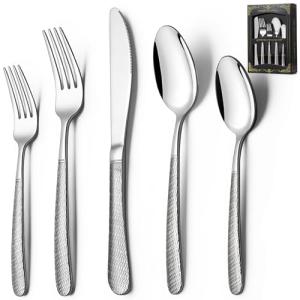40-Piece Hammered Stainless Steel Flatware Set
