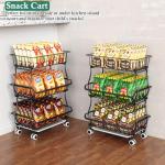 OKZEST 3-Tier Rolling Pantry Floor Organizer and Storage Cart with Wheels, Stackable Wire Pantry Baskets for Pantry Shelves, Kitchen Fruit Basket Stand and Storage Rack for Fruit Snack Onion Potato
