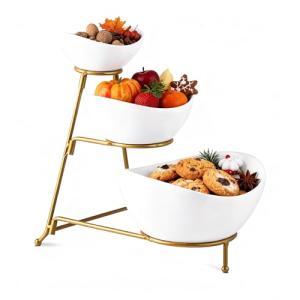 3-Tiered Oval Serving Bowl Set with Rack