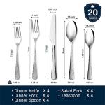 KINGSTONE Hammered 20-Piece Silverware Set