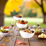 3-Tiered Oval Serving Bowl Set with Rack