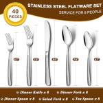 40-Piece Hammered Stainless Steel Flatware Set