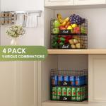 JKsmart 4 Pack XXL Stackable Wire Baskets with Handles for Pantry Storage and Organization,Fruit and Vegetable Basket with Name Plates,Metal Storage Bins for Snack Can Fruit Veggies