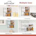 Spectrum Diversified 3-Tier Spice Rack Shelf Organizer for Kitchen Countertop, Pantry, Bathroom, or Closet with Optional Wall Mount, Black