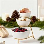 3-Tiered Oval Serving Bowl Set with Rack