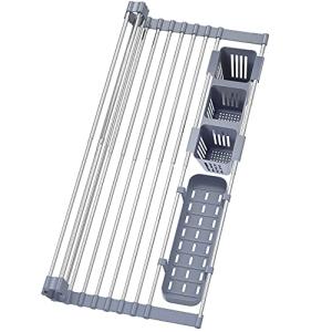 Expandable Dish Drying Rack with Storage Baskets