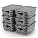 AREYZIN Lidded Plastic Storage Baskets, 6 Pack