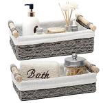 Set of 2 Grey Wicker Storage Baskets