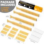 SpaceAid Bamboo Drawer Dividers with Inserts and Labels, Kitchen Adjustable Drawer Organizers, Expandable Organization for Home, Office, Dressers, 4 Dividers with 9 Inserts (17"-22" Natural)