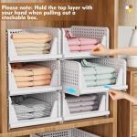 5 Pack Stackable Closet Storage Baskets - White