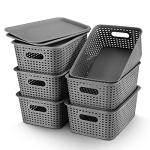 AREYZIN Lidded Plastic Storage Baskets, 6 Pack