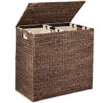 Large Double Laundry Hamper with Lid - Espresso