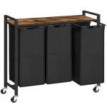 HOOBRO Rolling Laundry Sorter with 3 Baskets