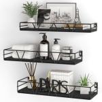 Set of 3 Black Floating Wall Shelves