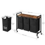 HOOBRO Rolling Laundry Sorter with 3 Baskets