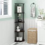 Furinno 5-Tier Corner Shelf in Dark Cherry