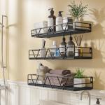 Set of 3 Black Floating Wall Shelves