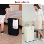 Efluky Rolling Laundry Hamper with Wheels, Beige