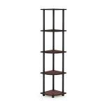 Furinno 5-Tier Corner Shelf in Dark Cherry
