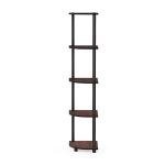 Furinno 5-Tier Corner Shelf in Dark Cherry