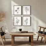 4-Piece Vintage Floral Canvas Wall Art Set