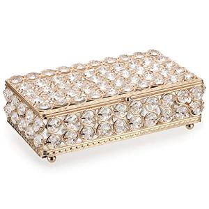 Gold Crystal Jewelry Box for Rings and Earrings