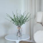 Artificial Eucalyptus Stems in Glass Vase Decor