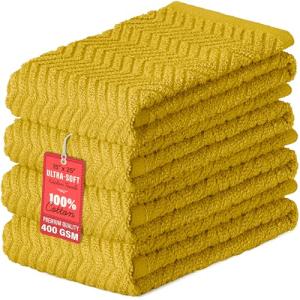 Absorbent Cotton Kitchen Towels - Yellow, Set of 4