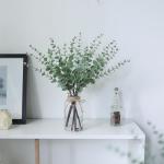 Artificial Eucalyptus Stems in Glass Vase Decor