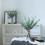 Artificial Eucalyptus Stems in Glass Vase Decor