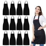 NOBONDO 12 Pack Black Bib Aprons with Pockets