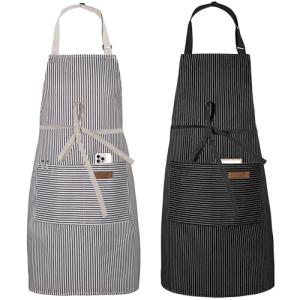 2 Pack Adjustable Kitchen Aprons with Pockets