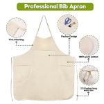 Conda 100% Cotton Canvas Bib Apron with Pockets