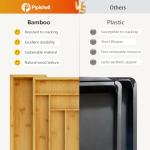 Pipishell Bamboo Silverware Organizer, Expandable Cutlery Tray, Utensil Drawer Organizer in Kitchen for Spoons Forks Knives, Multipurpose Use, Natural, Large