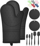 Heat-Resistant Oven Mitts with Silicone Spatulas