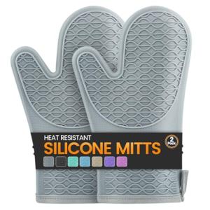 Heat Resistant Silicone Oven Mitts with Grip - 2pcs