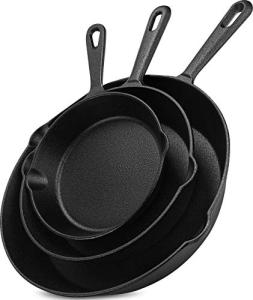 Utopia Kitchen 3-Piece Cast Iron Skillet Set