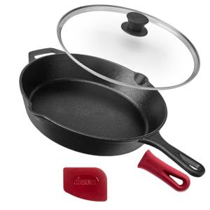 12-Inch Pre-Seasoned Cast Iron Skillet with Lid