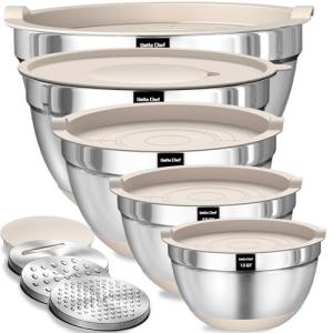 Stainless Steel Mixing Bowl Set with Lids, 8PCS