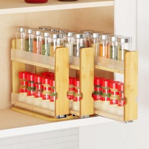 Bamboo Pull Out Spice Rack Organizer with 3 Drawers