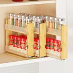 Bamboo Pull Out Spice Rack Organizer with 3 Drawers