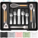 Extra Large Expandable Silverware Organizer in Black