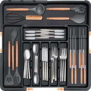 Expandable Silverware Organizer with Knife Blocks