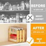 Bamboo Pull Out Spice Rack Organizer with 3 Drawers